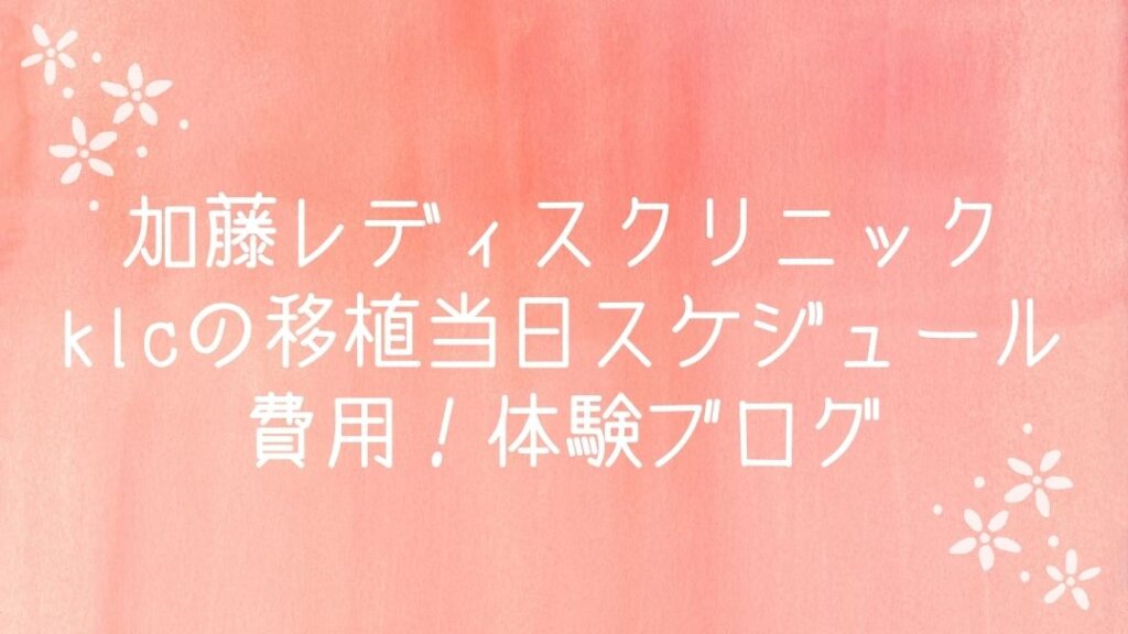 加藤レディスクリニック・klcの移植当日スケジュール・費用！体験ブログ